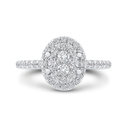 Round Diamond Halo Engagement Ring in 14K Two Tone Gold