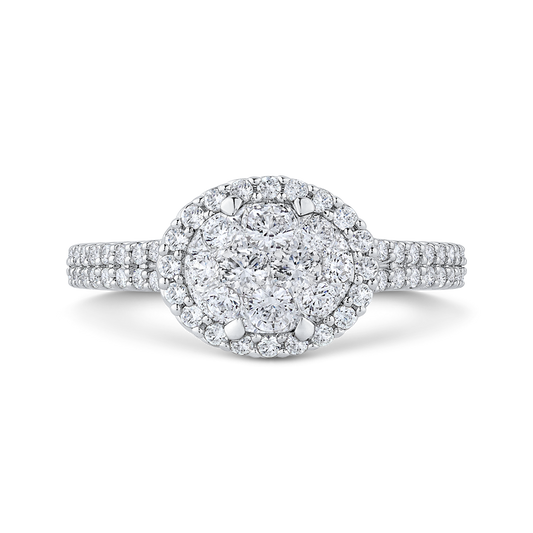 Round Diamond Halo Engagement Ring in 14K White Gold