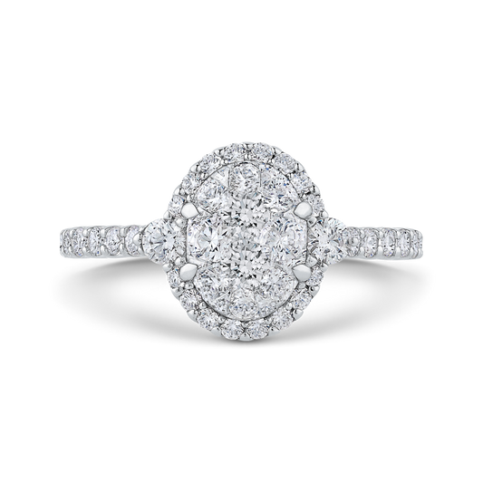 Round Diamond Halo Engagement Ring in 14K White Gold
