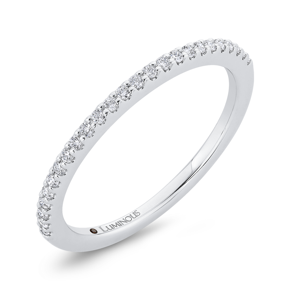 Round Diamond Half-Eternity Wedding Band in 14K White Gold