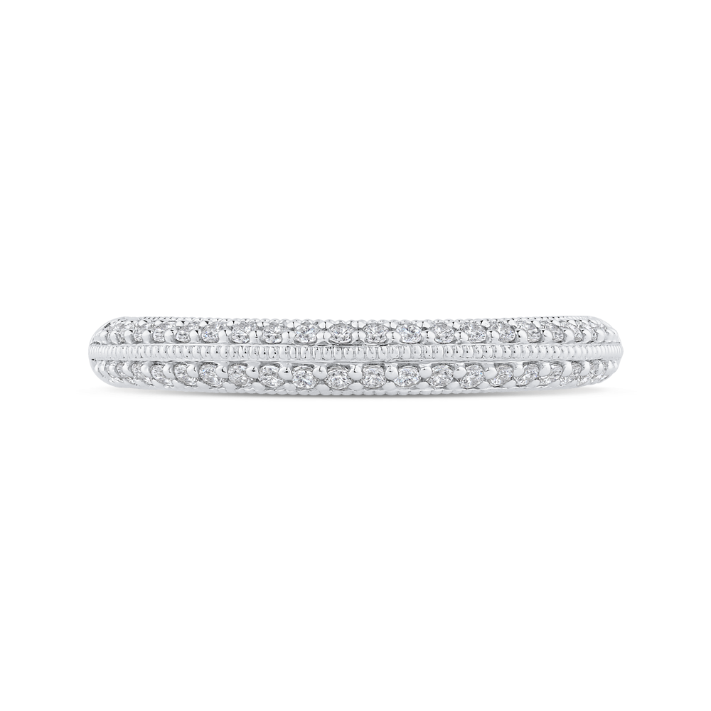 Round Diamond Half-Eternity Wedding Band in 14K White Gold