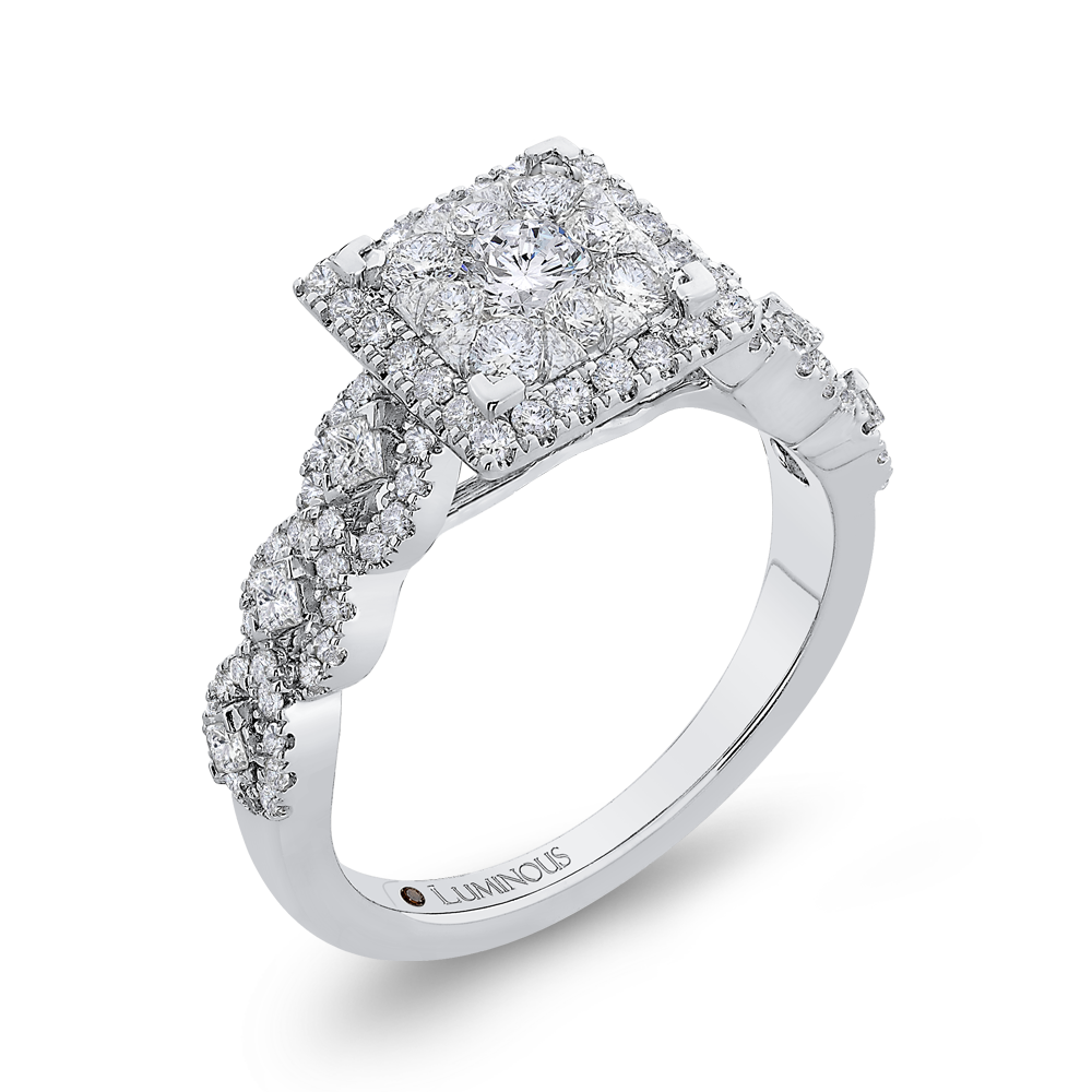 Round Diamond Halo Engagement Ring in 14K White Gold