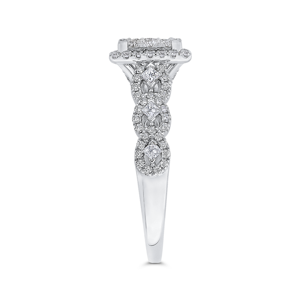 Round Diamond Halo Engagement Ring in 14K White Gold