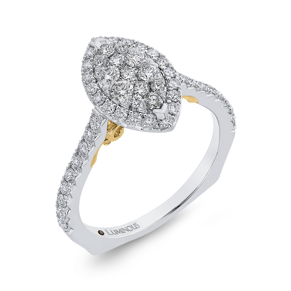 Round Diamond Halo Engagement Ring in 14K Two Tone Gold