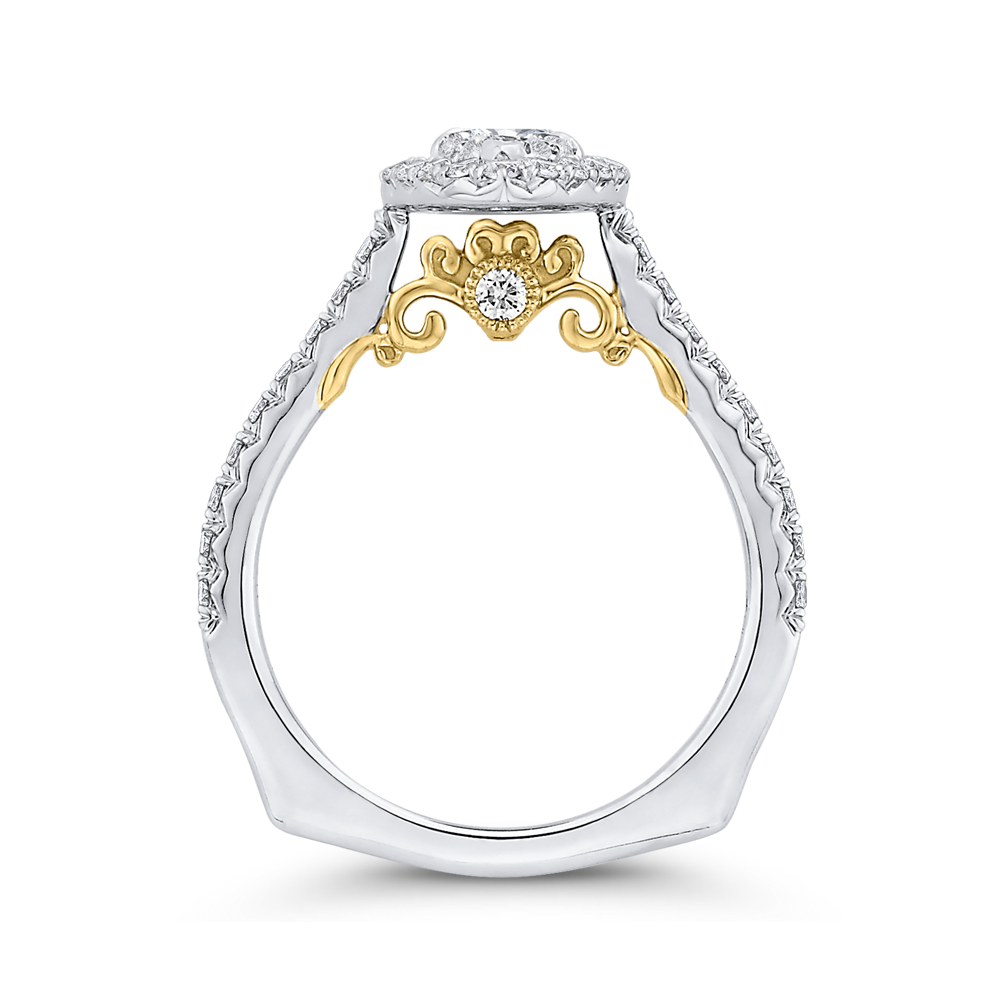 Round Diamond Halo Engagement Ring in 14K Two Tone Gold