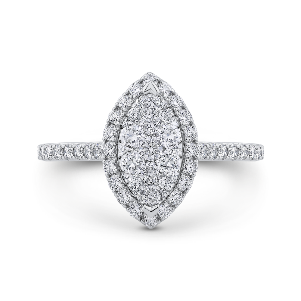 Round Diamond Halo Engagement Ring in 14K Two Tone Gold