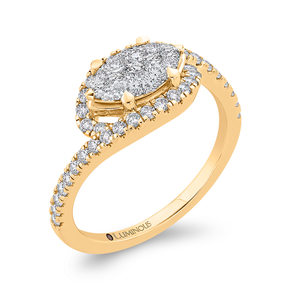 Round Diamond Promise Engagement Ring in 14K Two Tone Gold