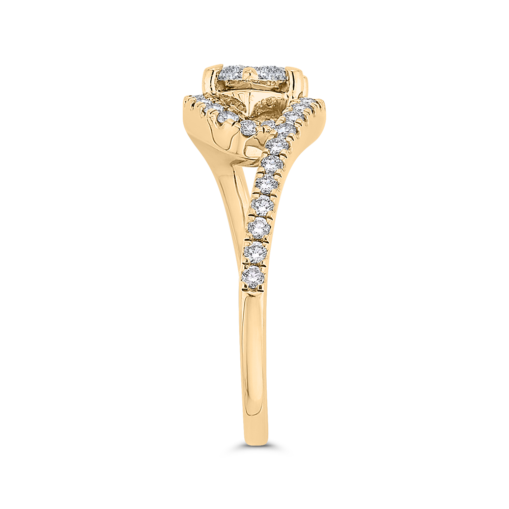 Round Diamond Promise Engagement Ring in 14K Two Tone Gold