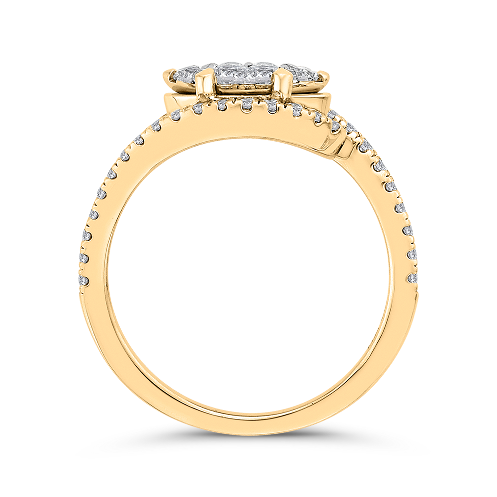 Round Diamond Promise Engagement Ring in 14K Two Tone Gold