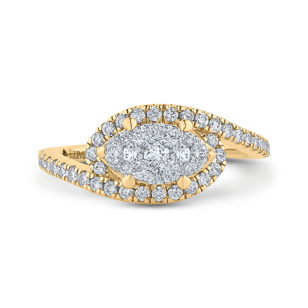 Round Diamond Promise Engagement Ring in 14K Two Tone Gold
