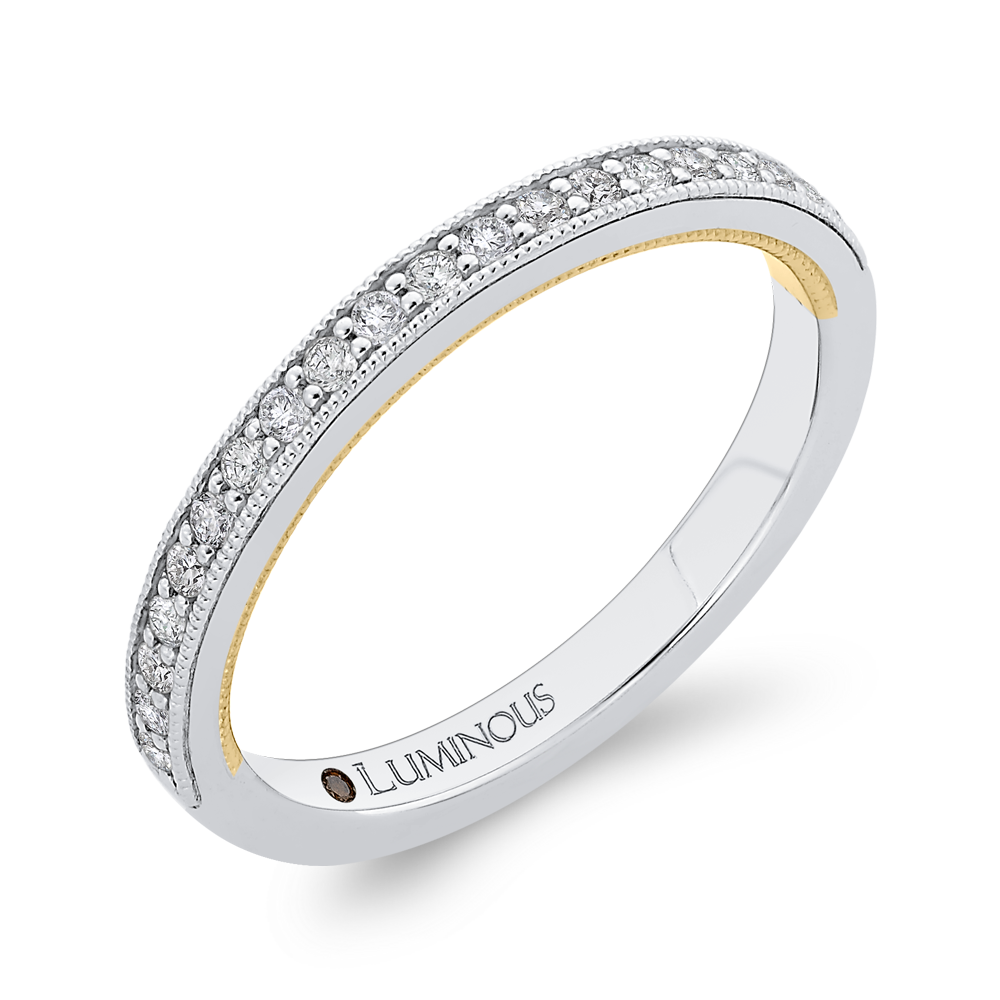 Round Diamond Wedding Band in 14K Two Tone Gold