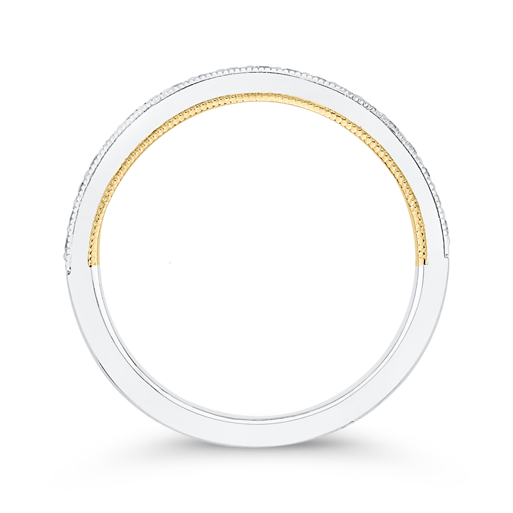 Round Diamond Wedding Band in 14K Two Tone Gold