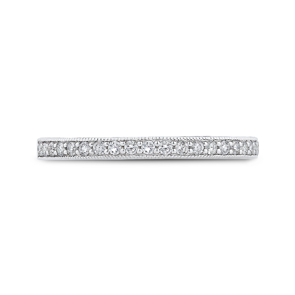 Round Diamond Wedding Band in 14K Two Tone Gold