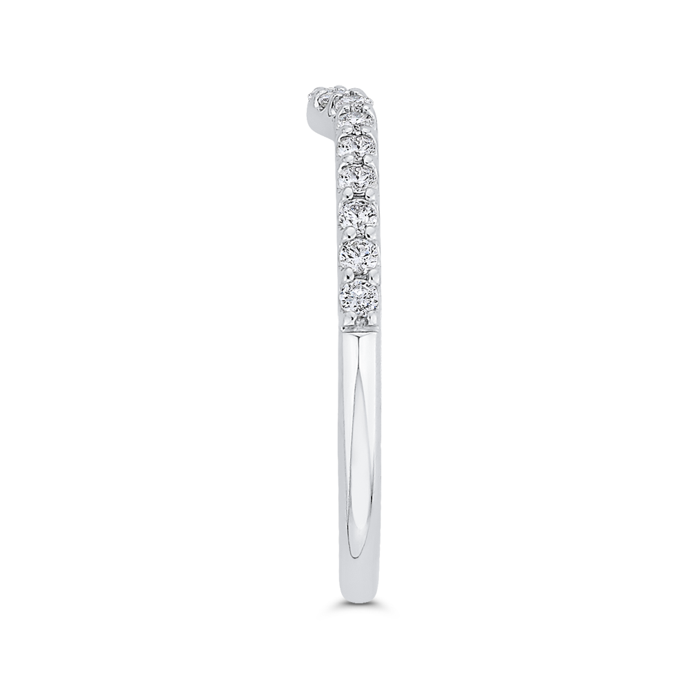 Diamond Half-Eternity Contour Wedding Band in 14K White Gold
