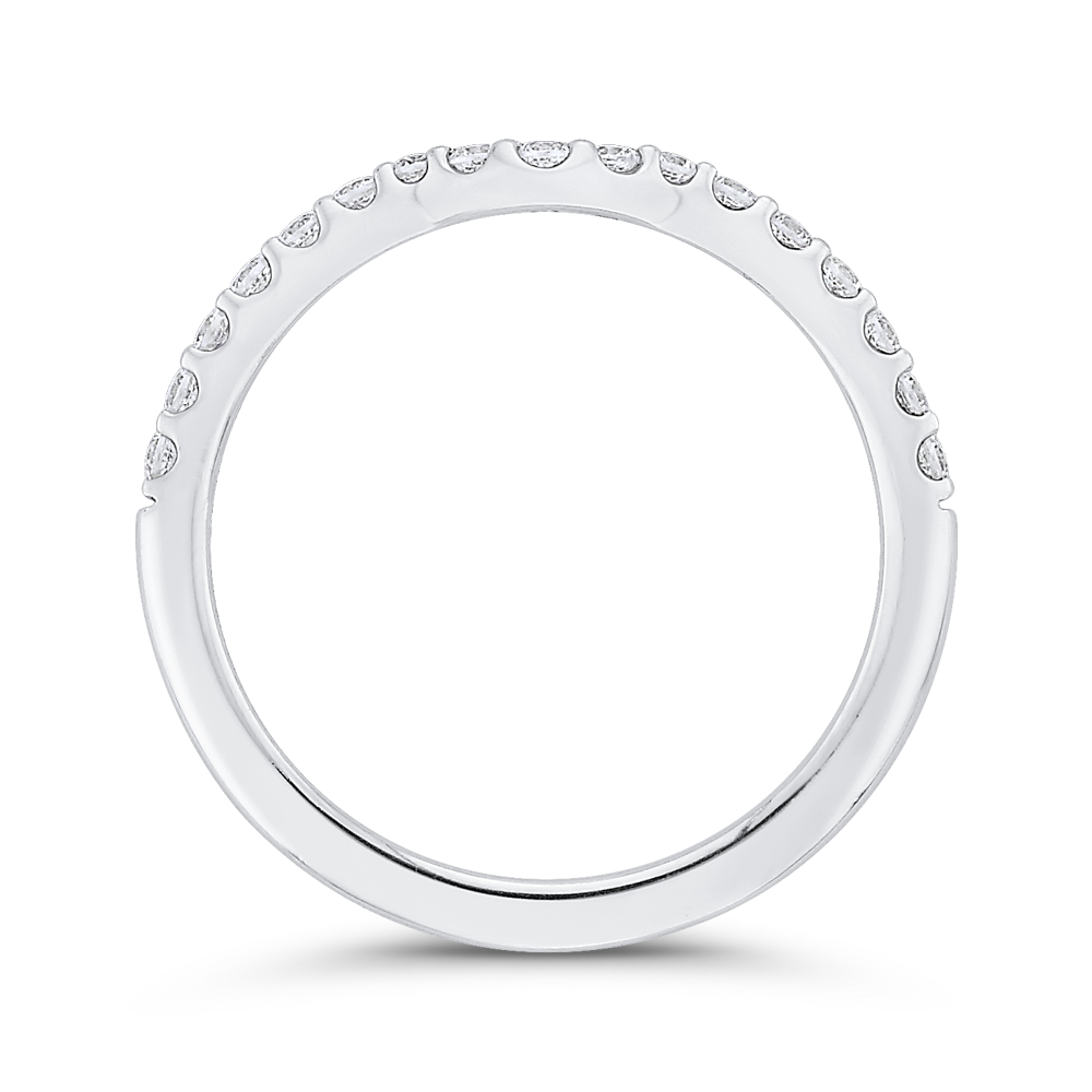 Diamond Half-Eternity Contour Wedding Band in 14K White Gold