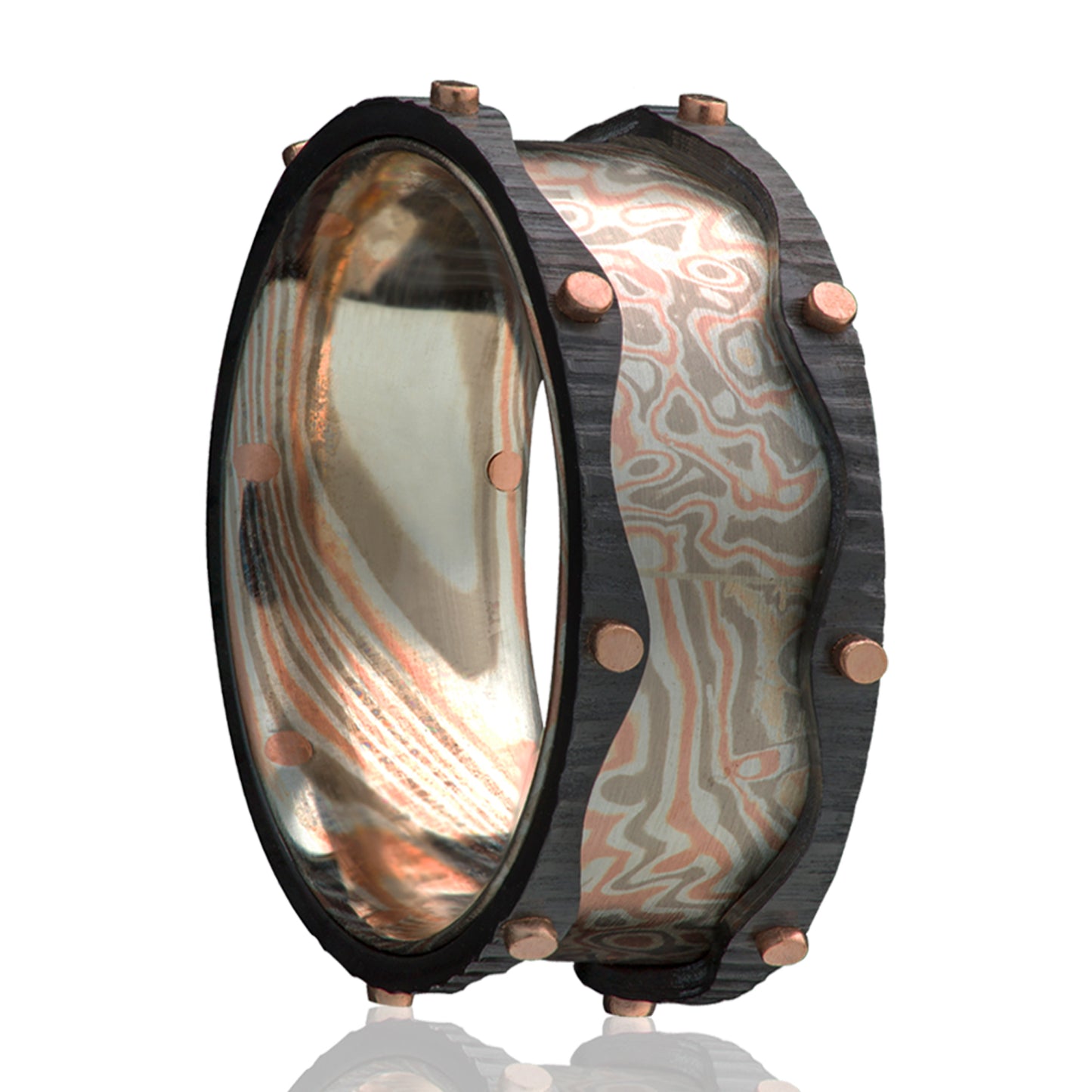Mokume Gane Rose Gold Comfort Fit Ring