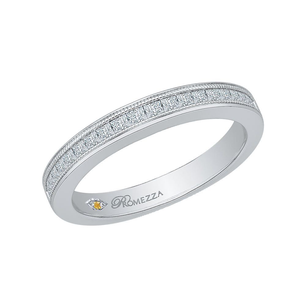 Princess Cut Diamond Wedding band in 14K White Gold