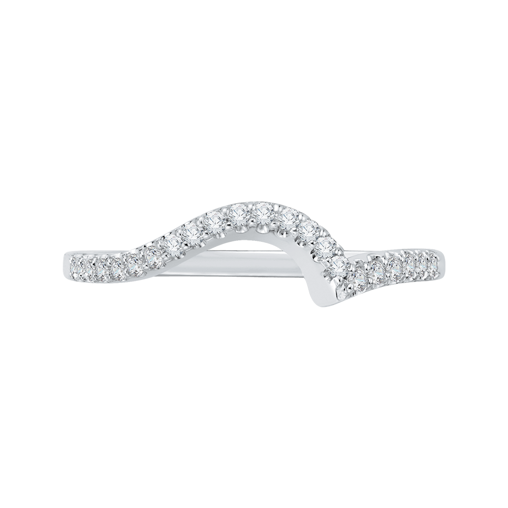 Diamond Curved Wedding Band in 14K White Gold