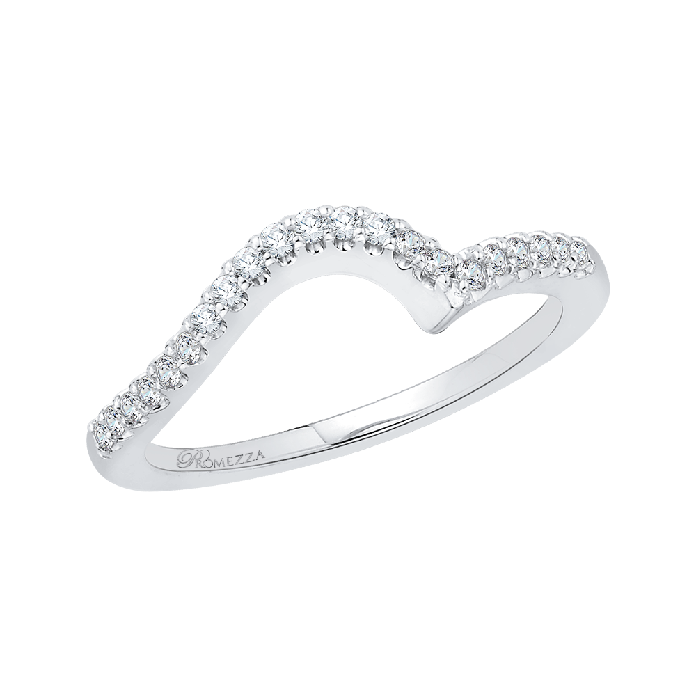Diamond Curved Wedding Band in 14K White Gold