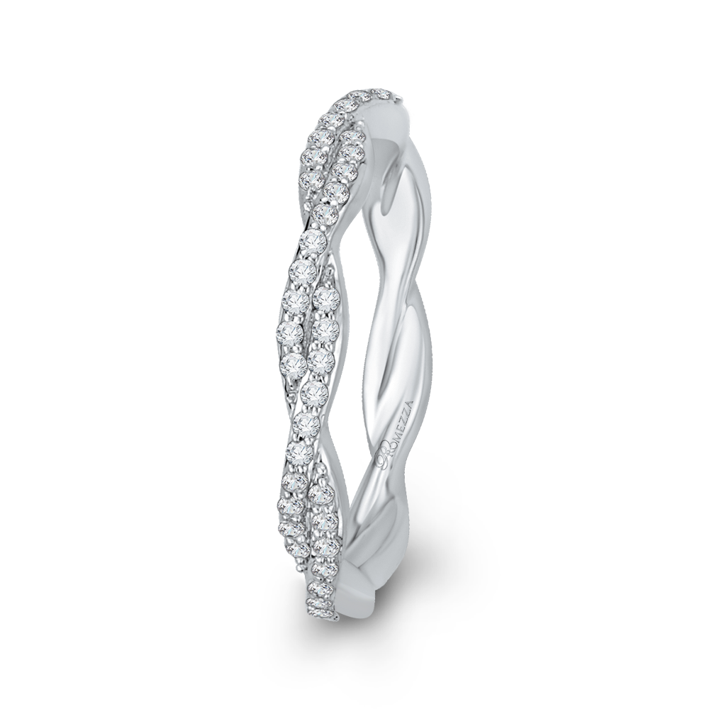 Diamond Criss-Cross Wedding Band in 14K White Gold