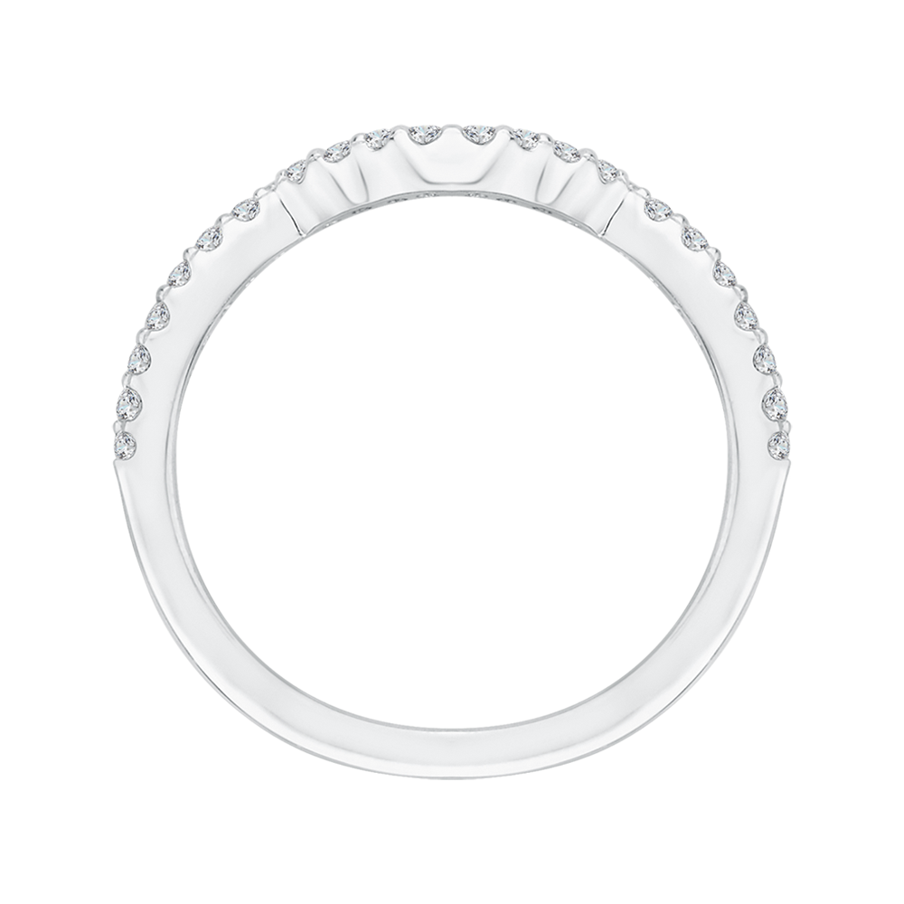 Diamond V Shape Wedding Band in 14K White Gold