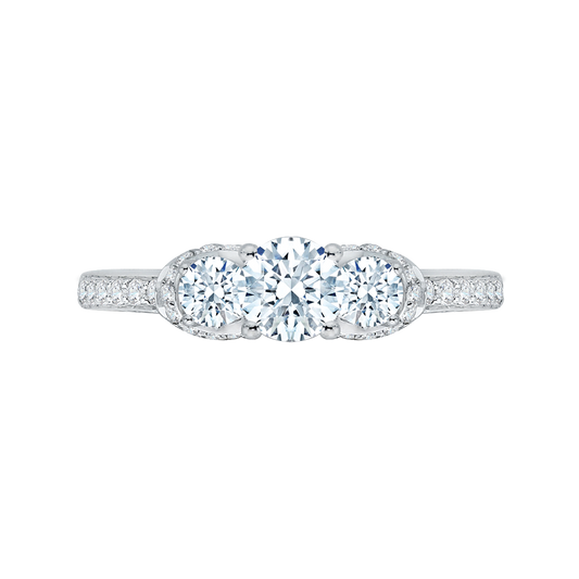 Diamond Three-Stone Engagement Ring In 14K White Gold