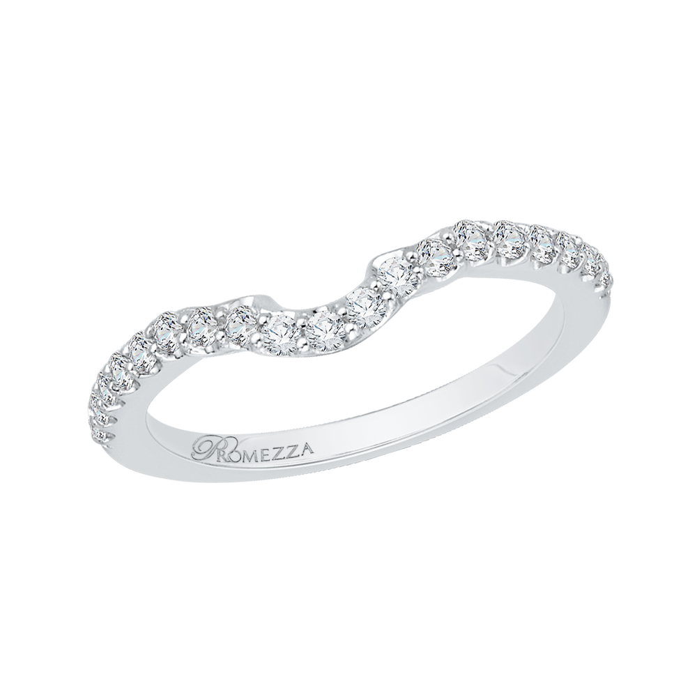 Round Diamond Half-Eternity Wedding Band in 14K White Gold