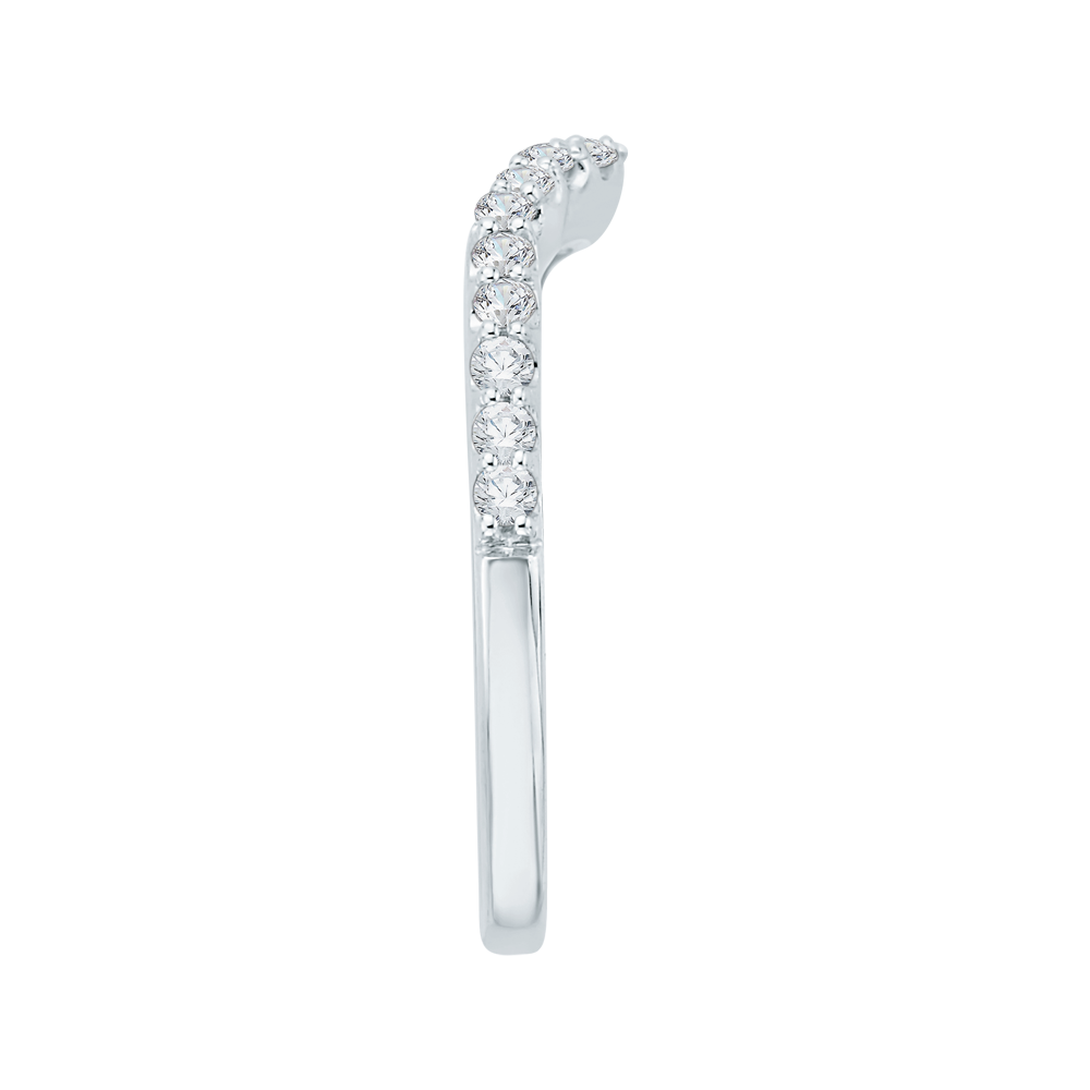 Round Diamond Half-Eternity Wedding Band in 14K White Gold