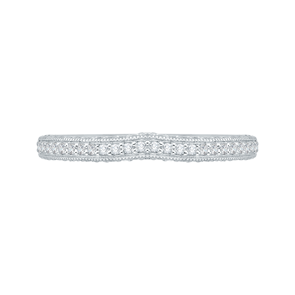 Round Diamond Half-Eternity Wedding Band in 14K White Gold