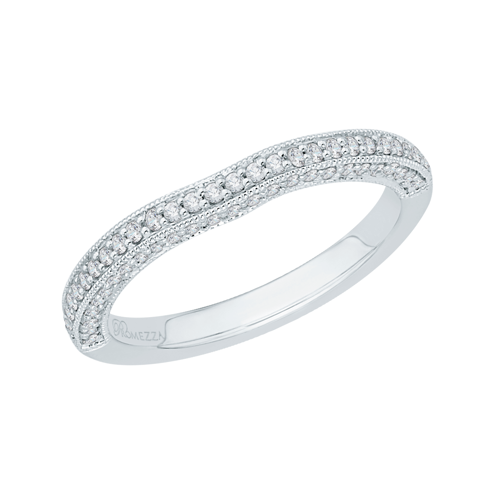 Round Diamond Half-Eternity Wedding Band in 14K White Gold