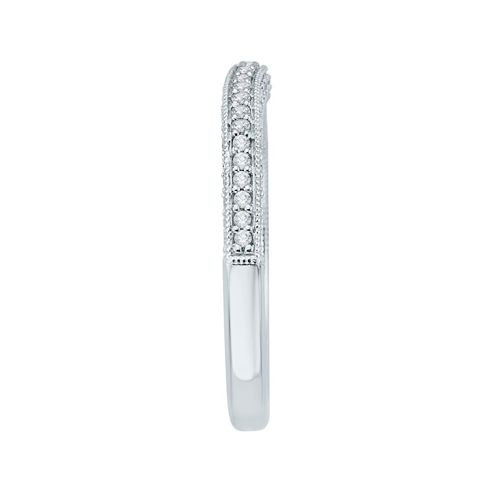 Round Diamond Half-Eternity Wedding Band in 14K White Gold