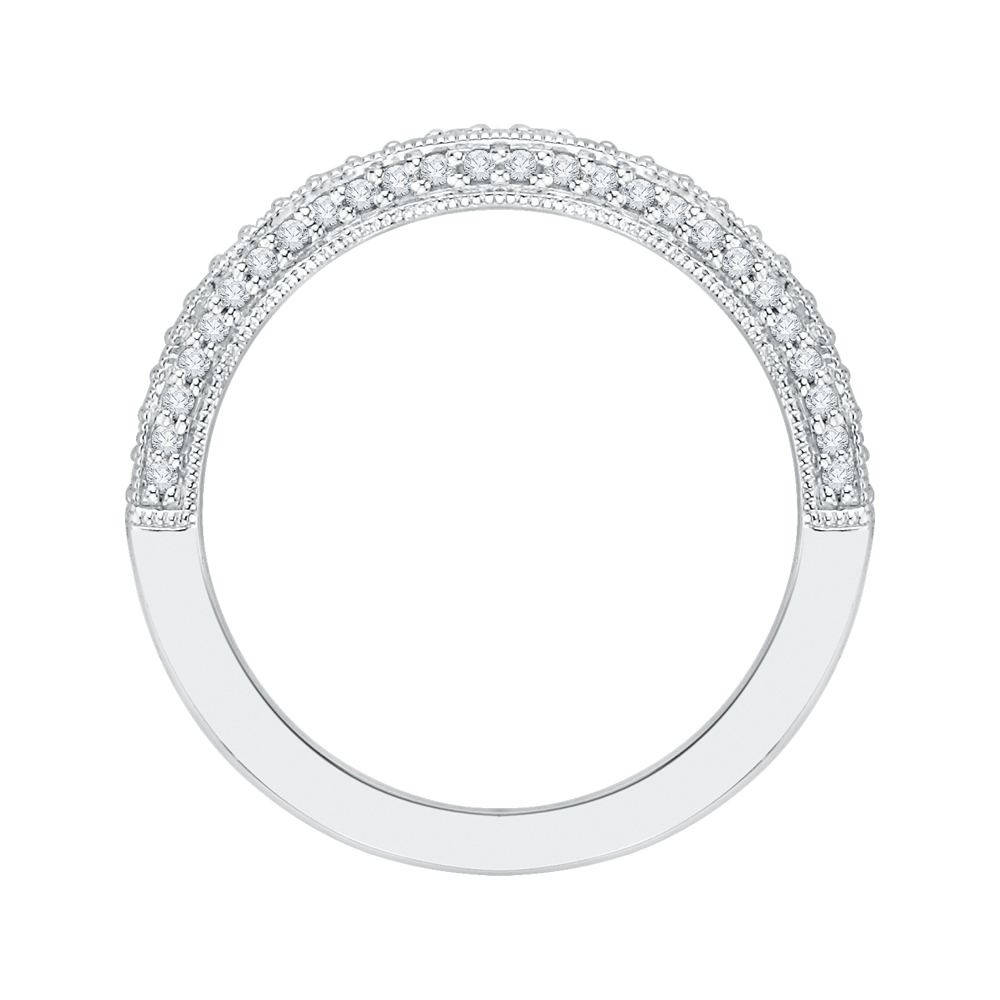 Round Diamond Half-Eternity Wedding Band in 14K White Gold