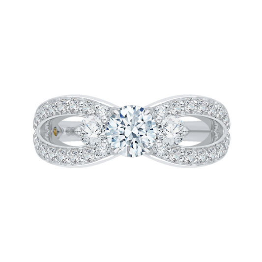 Split Shank Diamond Three-Stone Engagement Ring in 14K White Gold