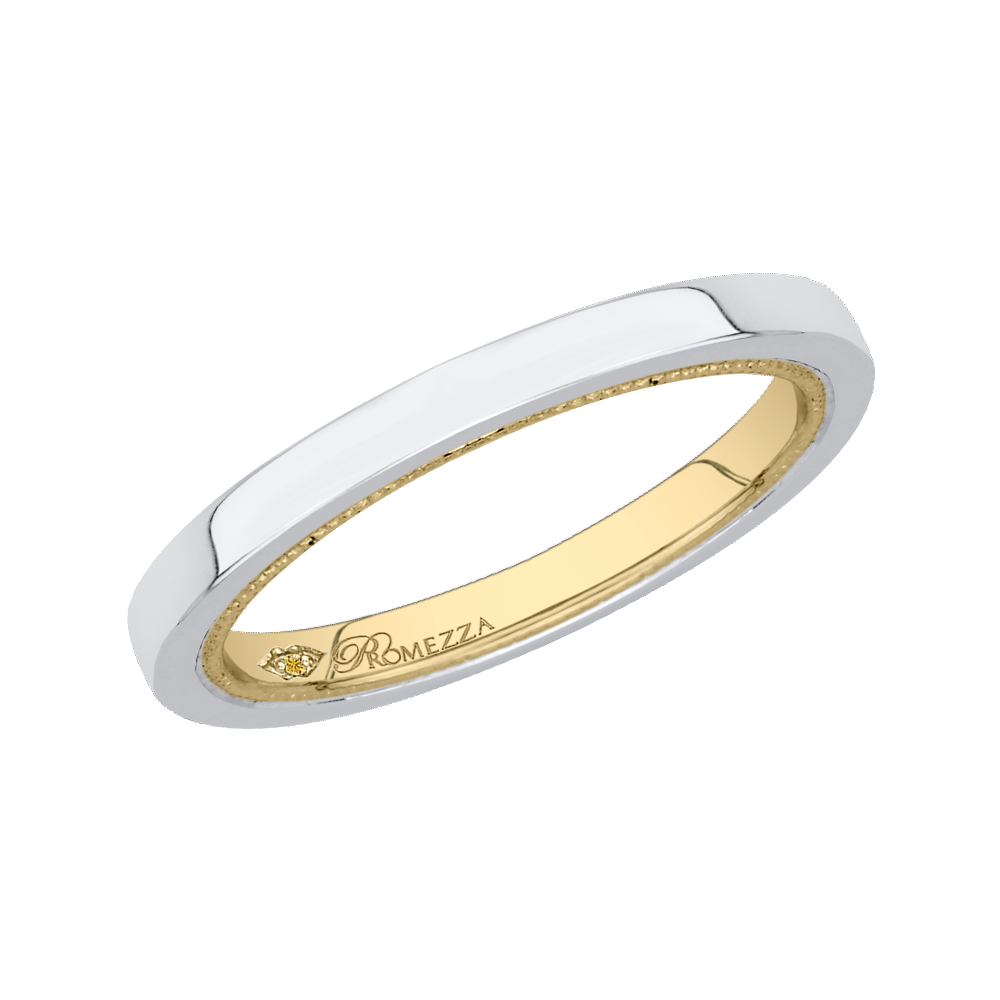 Plain Wedding Band in 14K Two Tone Gold