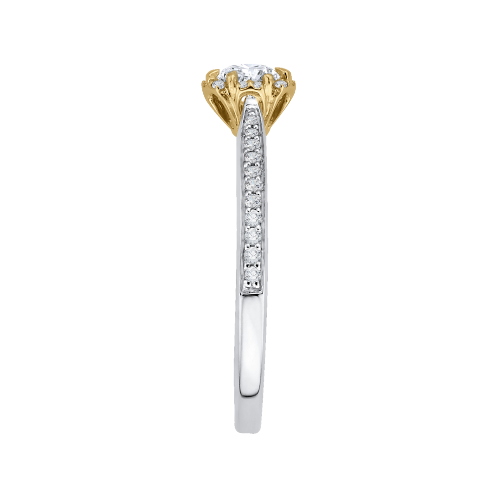 Round Diamond Engagement Ring in 14K Two Tone Gold