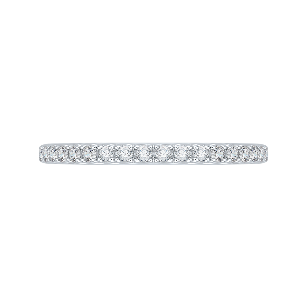 Round Diamond Half-Eternity Wedding Band in 14K Two Tone Gold