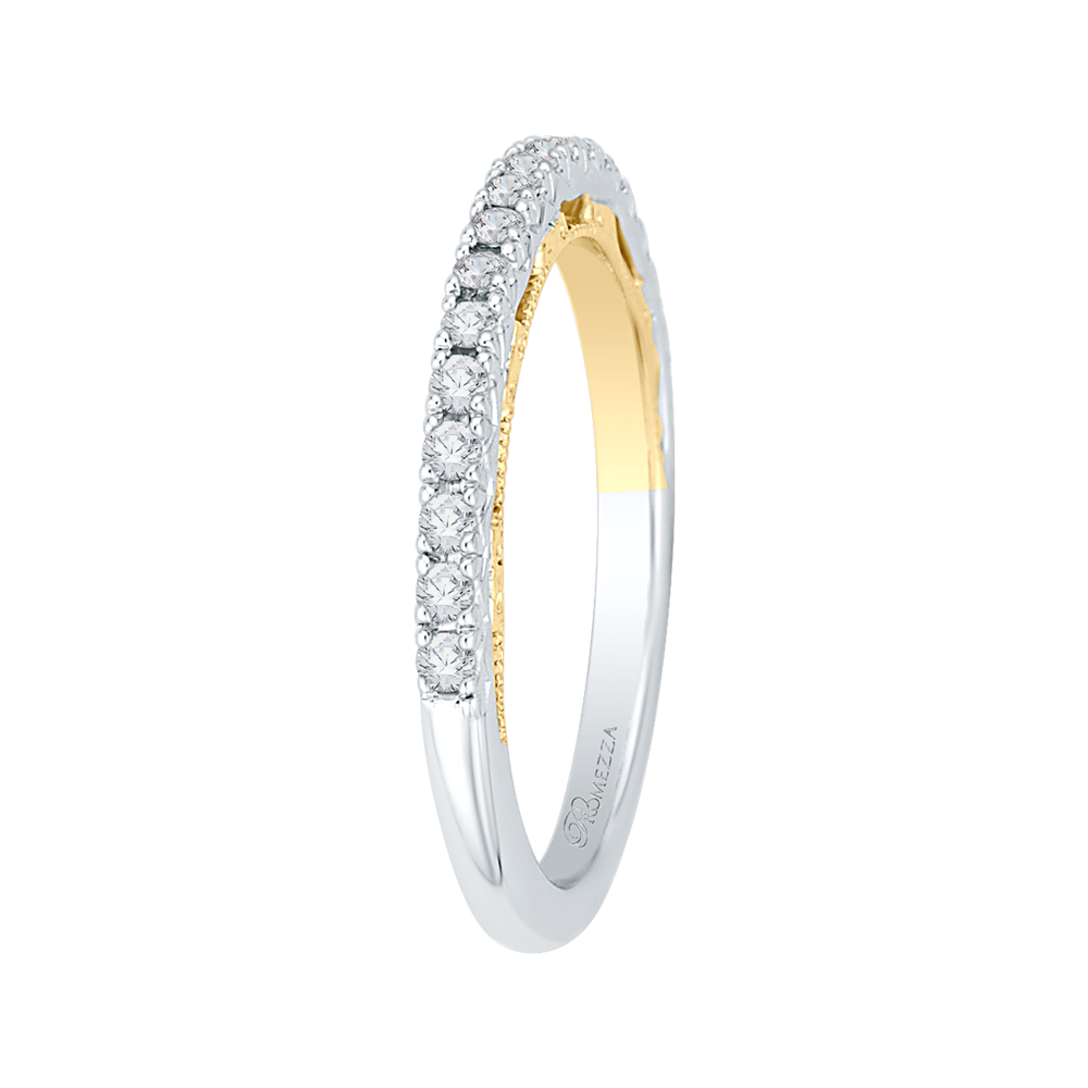 Round Diamond Half-Eternity Wedding Band in 14K Two Tone Gold