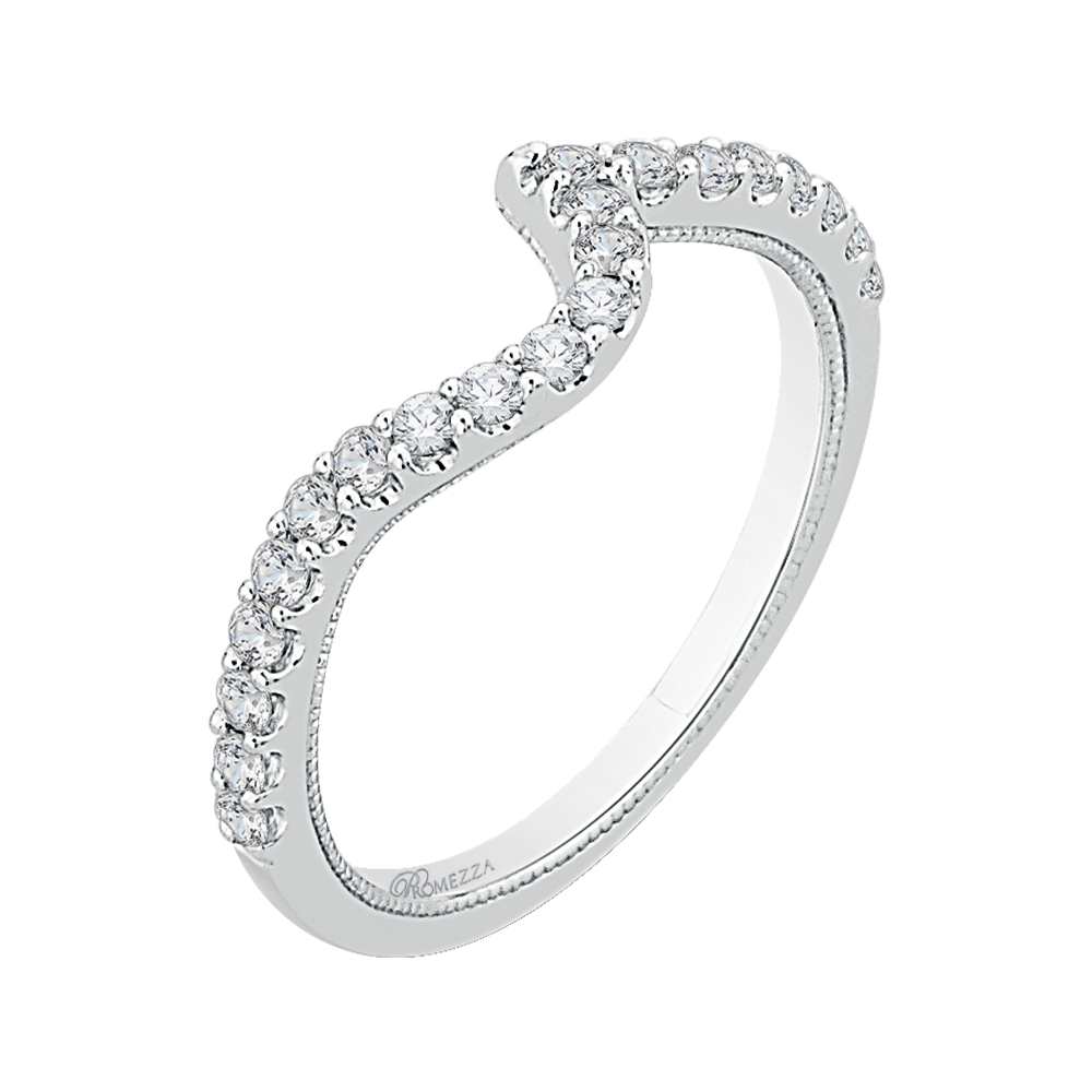 Round Diamond Half-Eternity Wedding Band in 14K White Gold