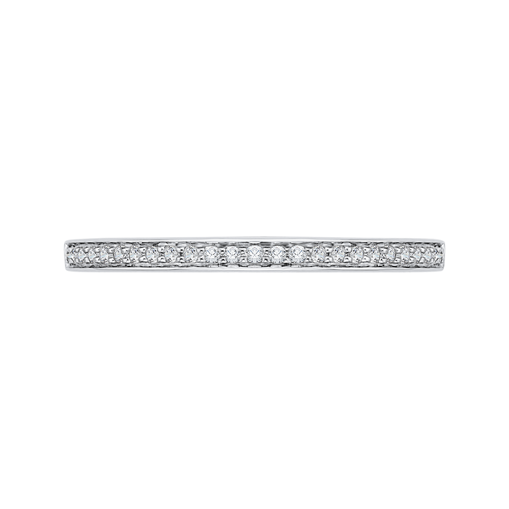 Round Diamond Half-Eternity Wedding Band in 14K White Gold