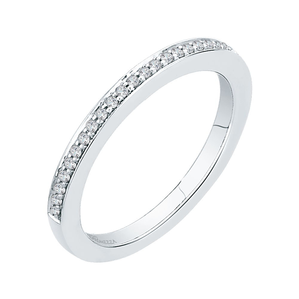 Round Diamond Half-Eternity Wedding Band in 14K White Gold