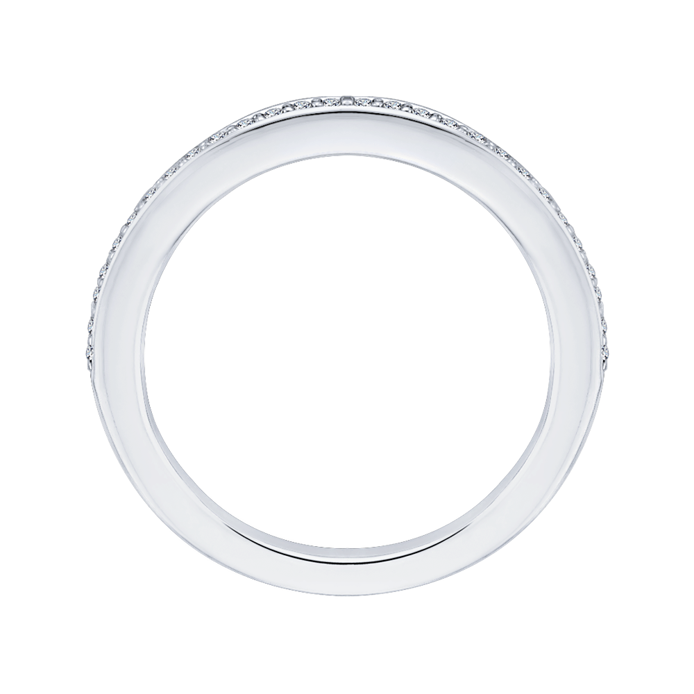 Round Diamond Half-Eternity Wedding Band in 14K White Gold