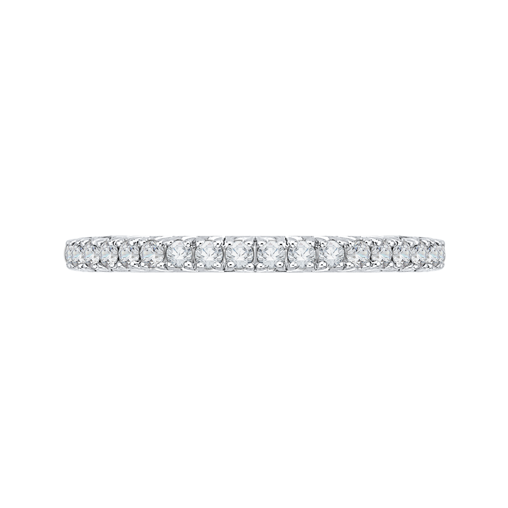 Round Diamond Half-Eternity Wedding Band in 14K Two Tone Gold