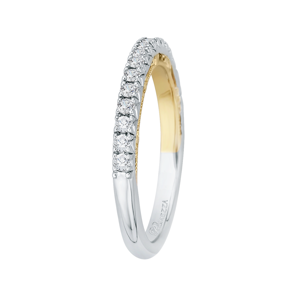 Round Diamond Half-Eternity Wedding Band in 14K Two Tone Gold