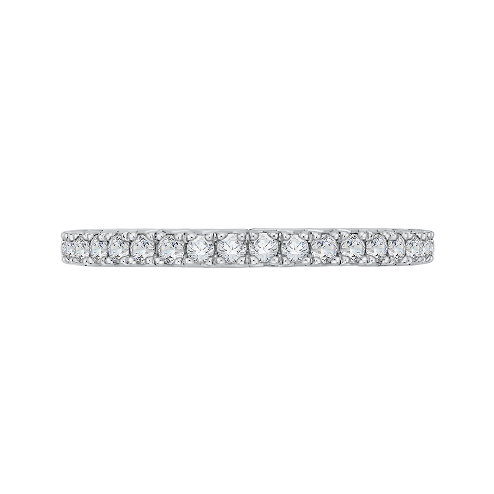 Round Diamond Half-Eternity Wedding Band in 14K Two Tone Gold