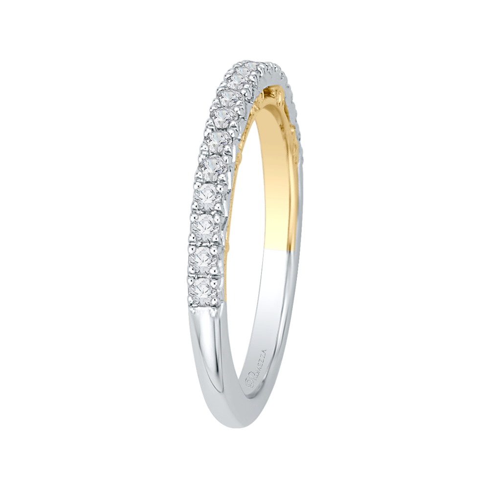 Round Diamond Half-Eternity Wedding Band in 14K Two Tone Gold