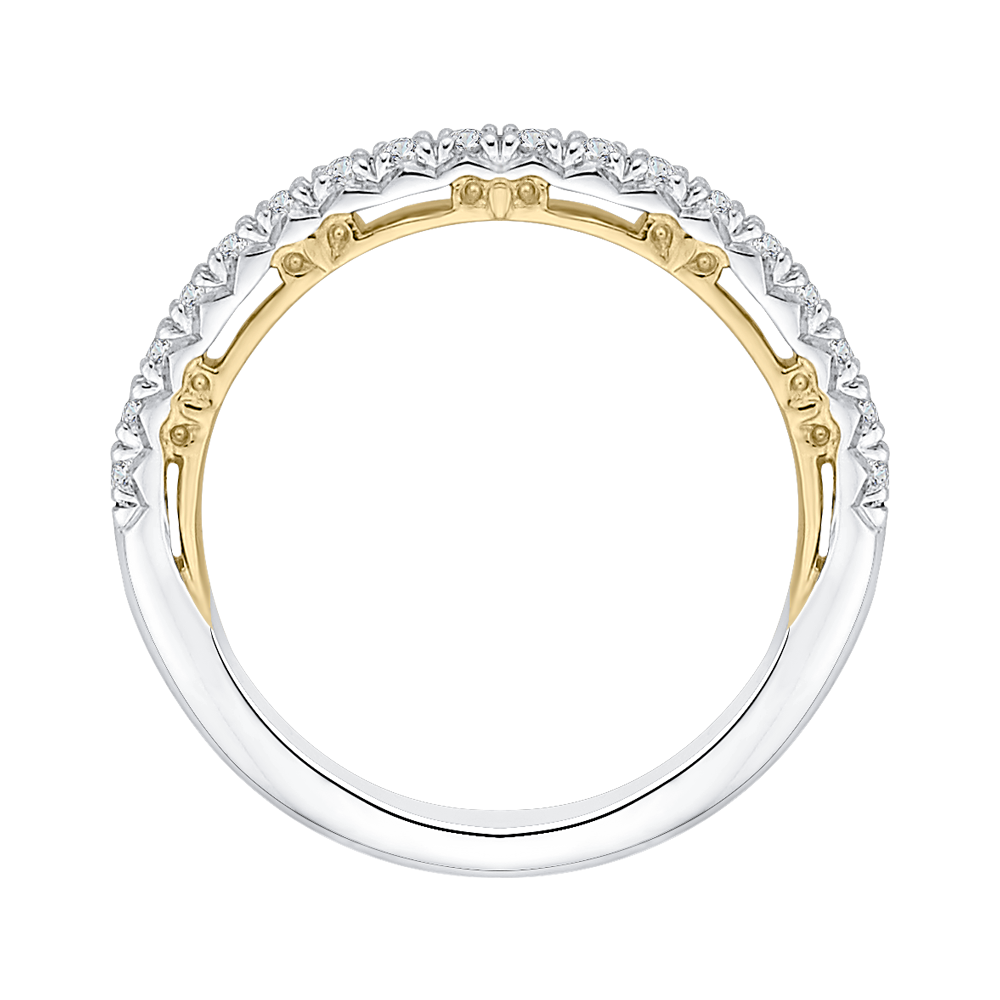 Round Diamond Half-Eternity Wedding Band in 14K Two Tone Gold