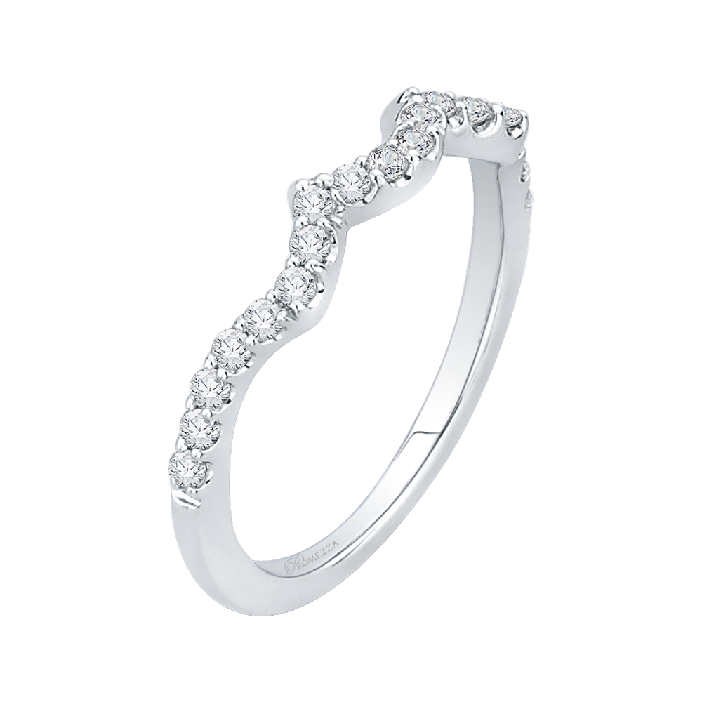Round Diamond Half-Eternity Wedding Band in 14K White Gold