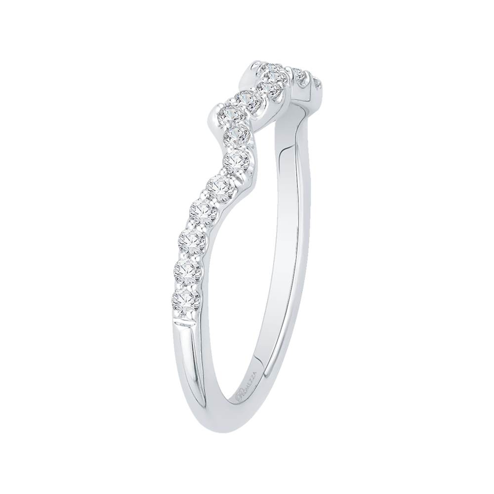 Round Diamond Half-Eternity Wedding Band in 14K White Gold