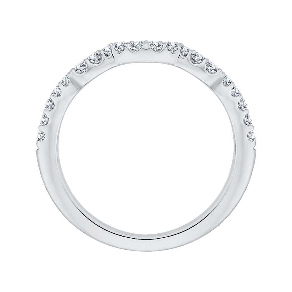 Round Diamond Half-Eternity Wedding Band in 14K White Gold