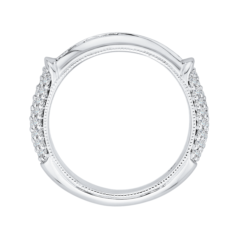 Round and Princess Cut Diamond Wedding Band in 14K White Gold